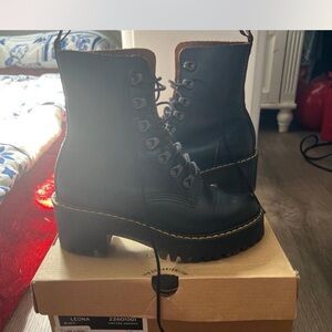 Dr. Martens Black Leona Combat Boots